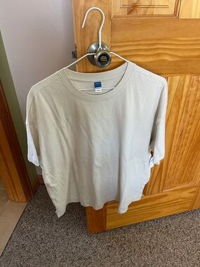 Plain Crewneck T-Shirt in Light Beige-Old Navy